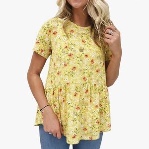 Yellow Floral Babydoll T-Shirt - XL